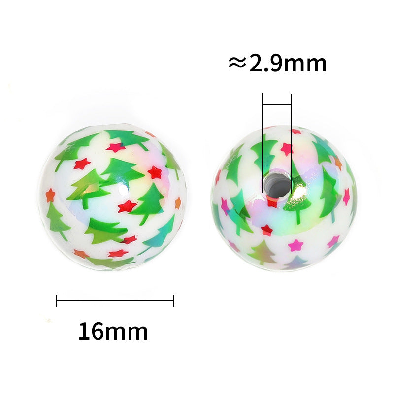 Wholesale 100pcs Five-pointed Star Christmas Tree Printed Acrylic Beads Diy Accessories ACC-BDS-BLG137