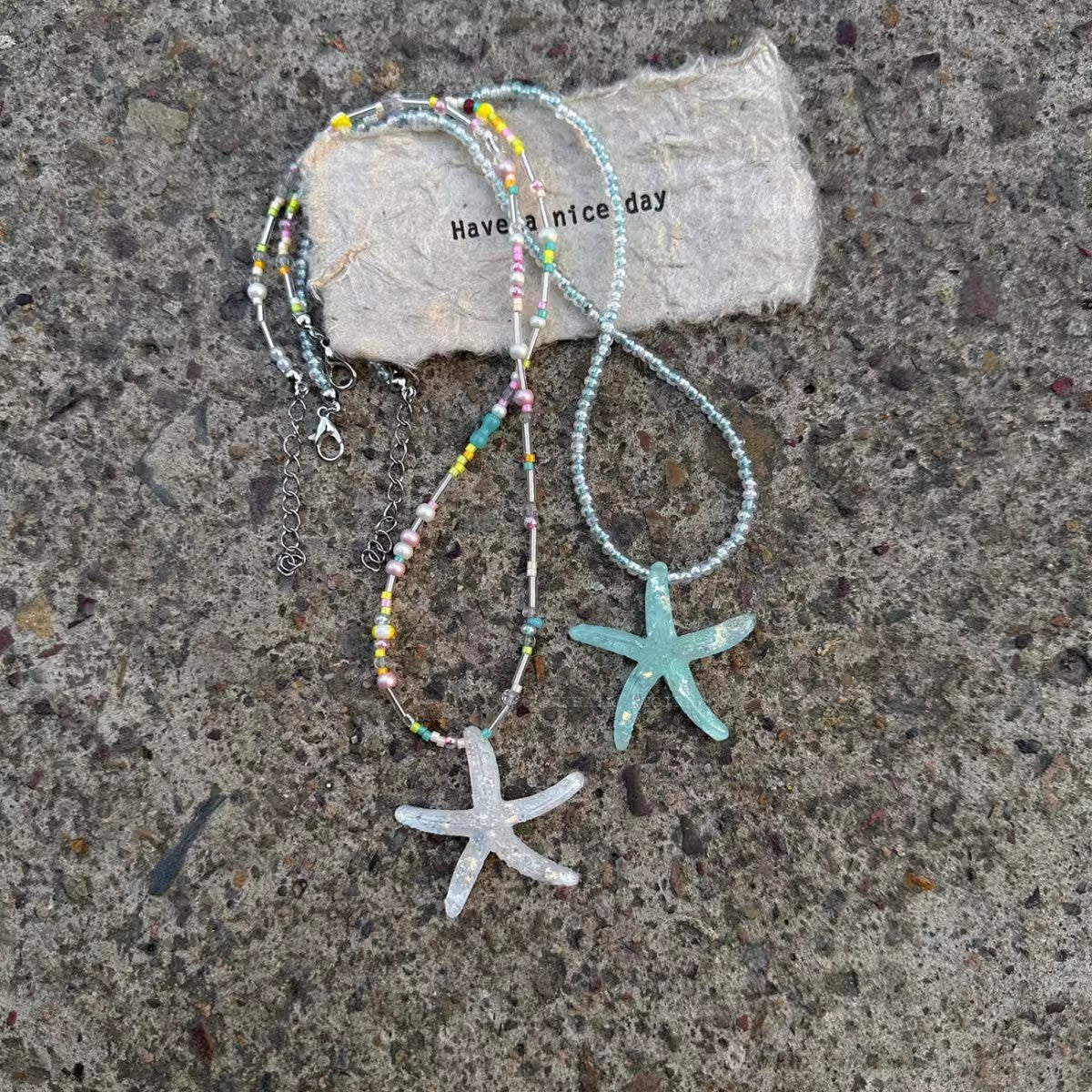Wholesale Dancing Starfish Summer Beach Fresh Dopamine Necklace