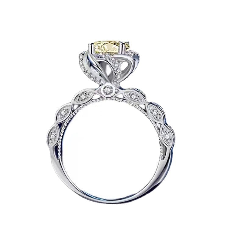 Wholesale Luxury corrugated flower bud Diamond Ring