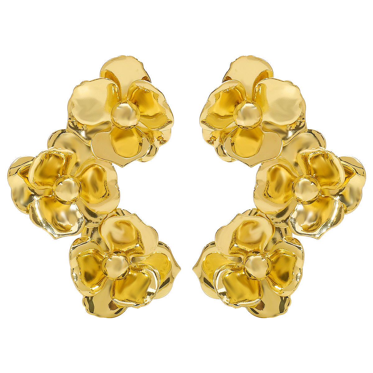 Wholesale Flower Earrings Fashion Retro All-match Metal Style Symmetrical Earrings