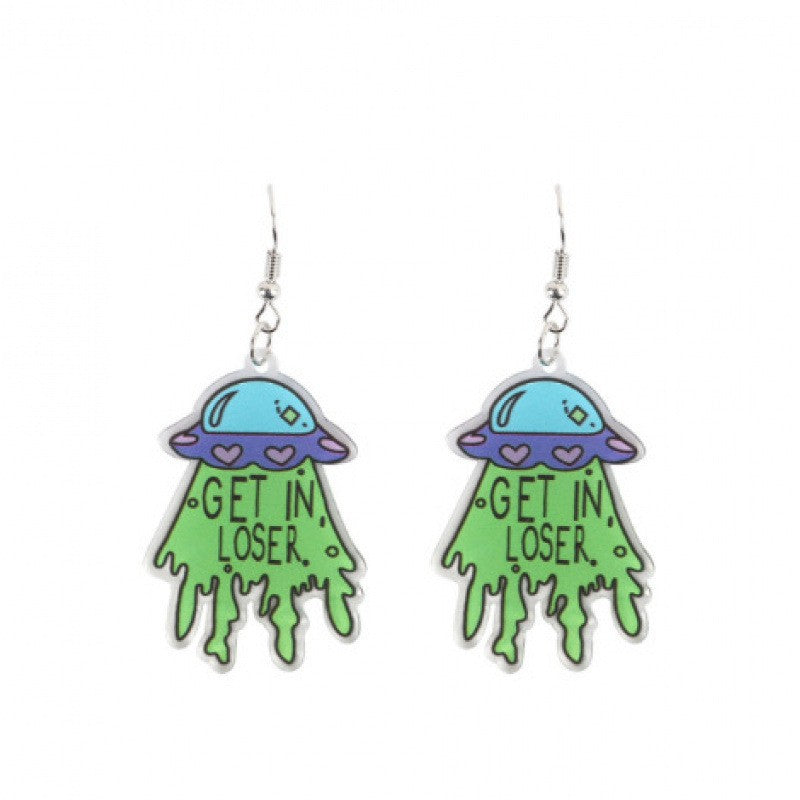 Wholesale Acrylic Cartoon UFO Alien Spaceship Acrylic Earrings