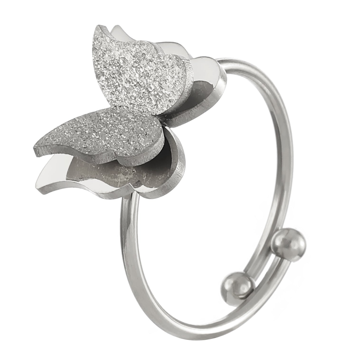 Wholesale Titanium Steel  popular butterfly ring double-layer opening ring