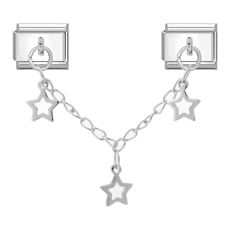 Wholesale Italian Charm Bracelet 9mm DIY Splicing Silver Double Pendant Stainless Steel Composable Bracelet