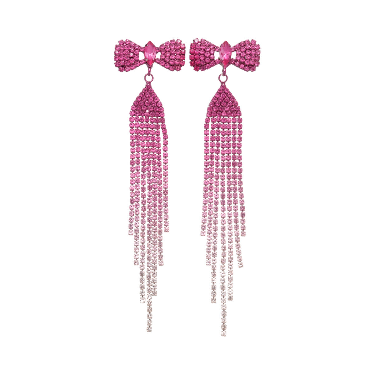 Wholesale Copper Rhinestone Bow Tassel Earrings European Style Party Wear