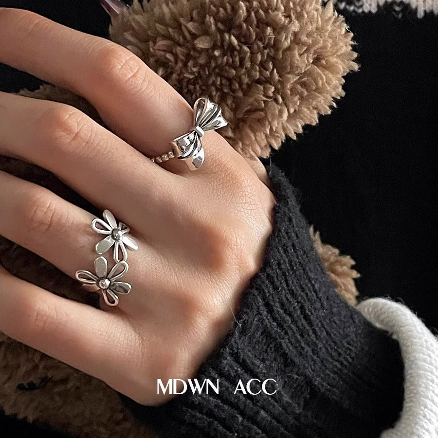 Wholesale  925 Sterling Silver Ring Bow Flower  Open Ring