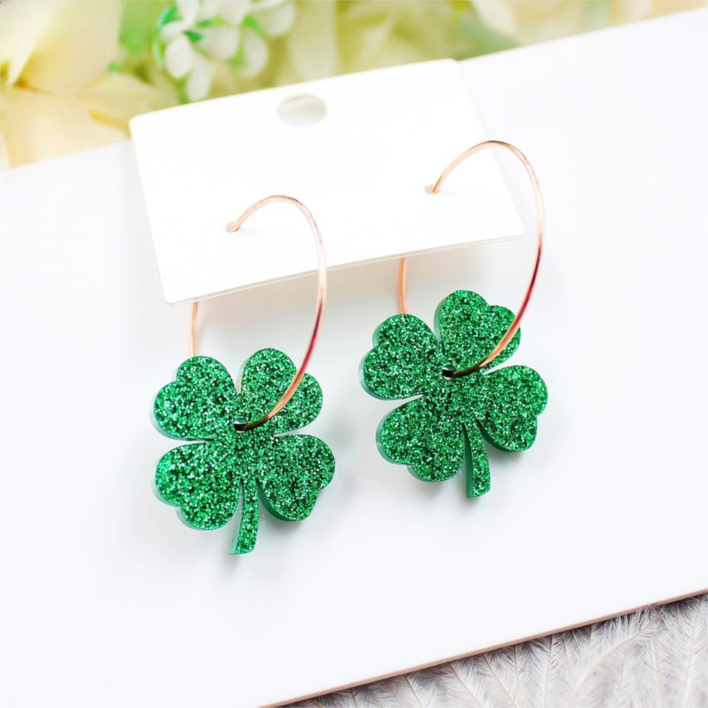 Wholesale St. Patrick's Day Shamrock Acrylic Earrings
