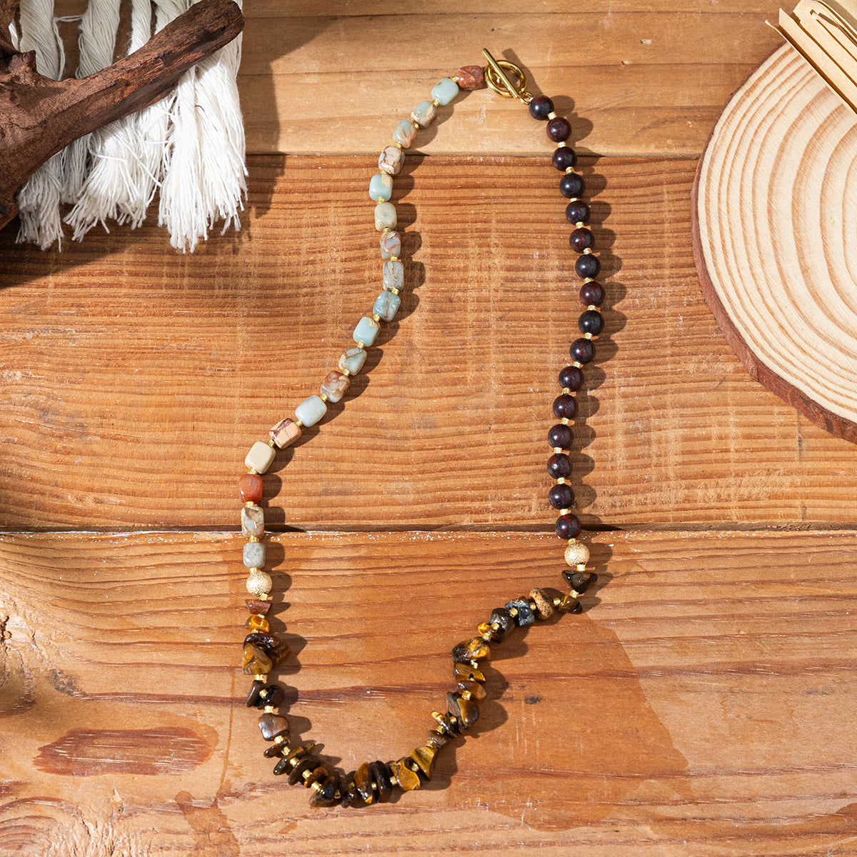 Wholesale Bohemian natural stone multi-layered necklace