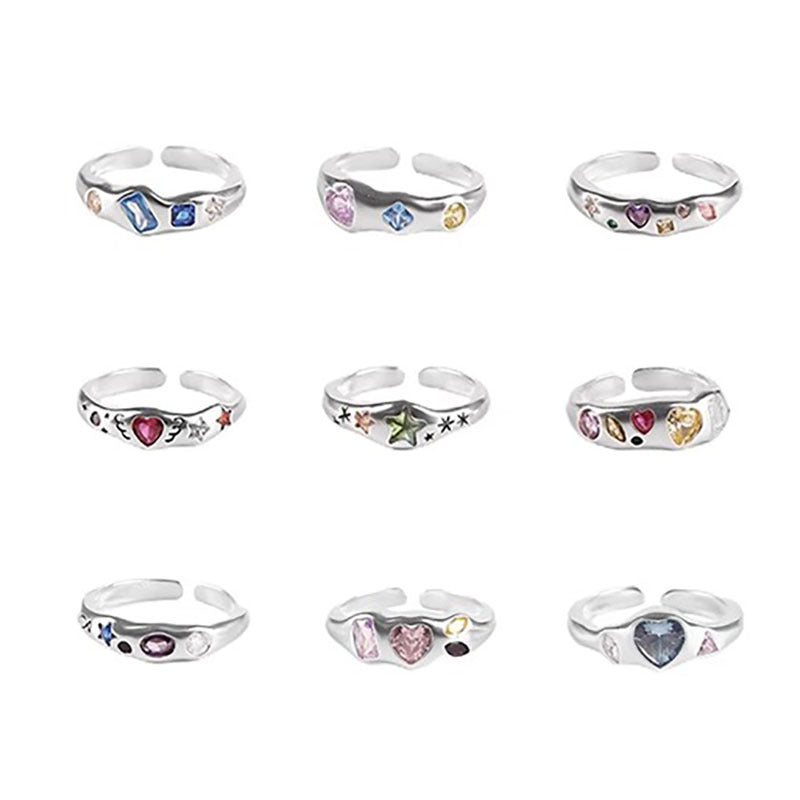 Wholesale Colored Zirconia Heart Open Ring ACC-RS-Chuyu002