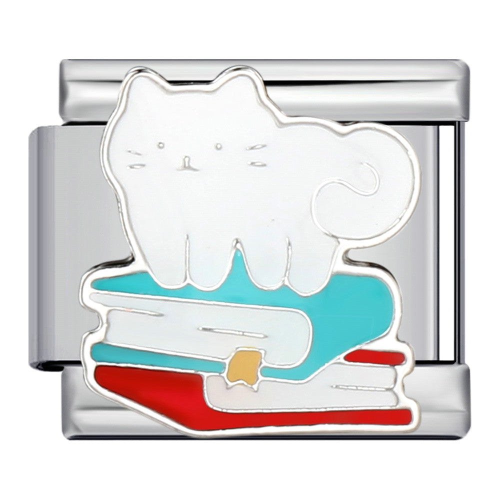 Wholesale  Italian module Pet Cat and Dog Series Titanium Steel Oil Drop Bracelet