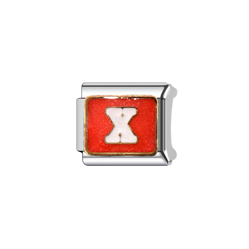 Wholesale Cross-border Hot Sale 26 Letter Word English Pattern Diy Module Bracelet Italian Handmade Free Combination ing