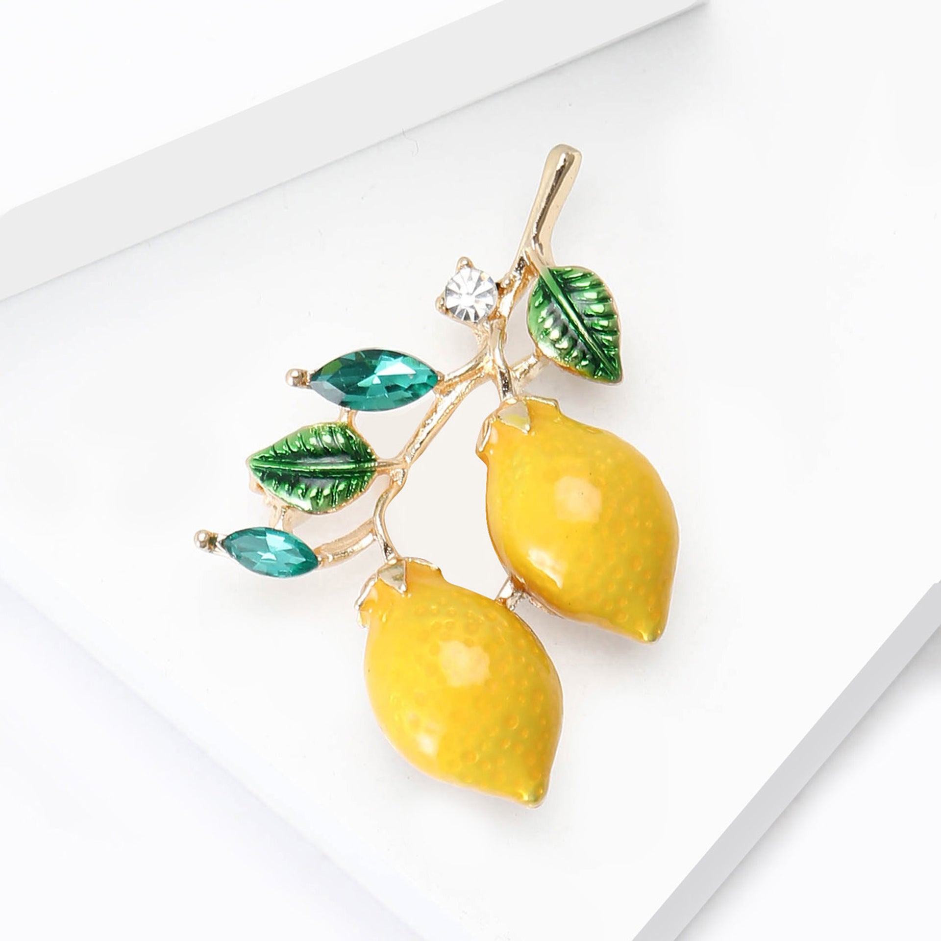 Wholesale Drip Oil Alloy Double Lemon Brooch Trendy Summer Women S Shirt Decorative Pin Everyday Jewelry Accessory