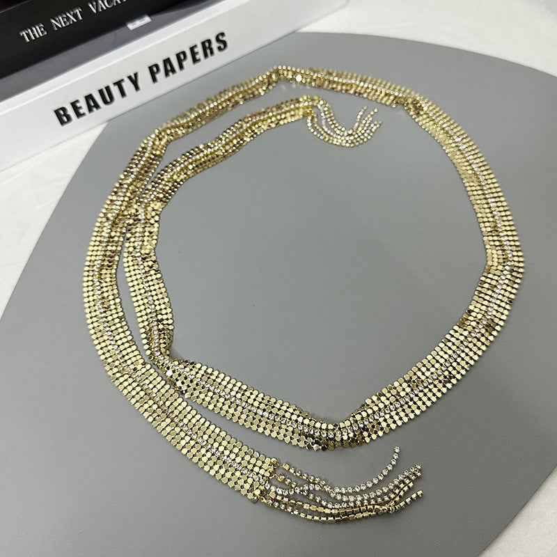 Wholesale Sequin Rhinestone Tassel Necklace