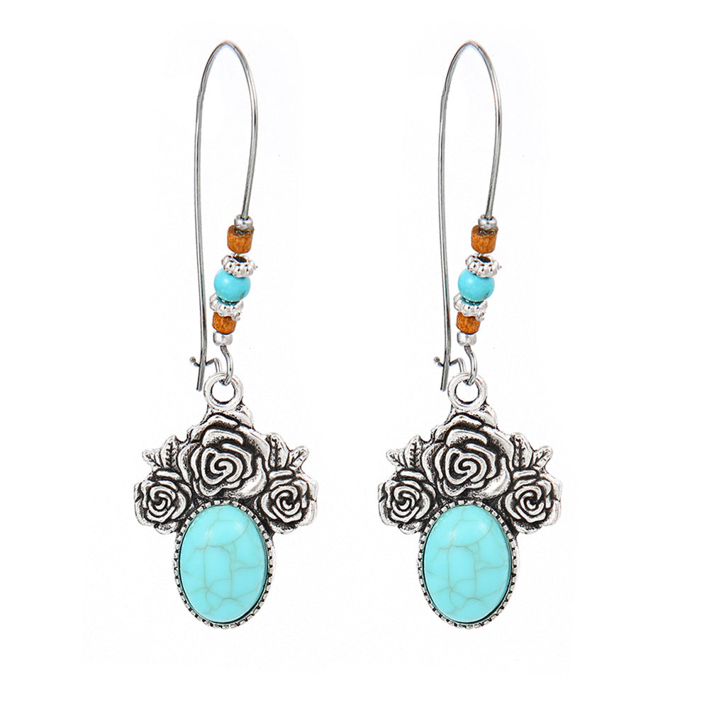 Wholesale Ethnic Style Geometric Acrylic Turquoise Earrings for Women Fashion Jewelry