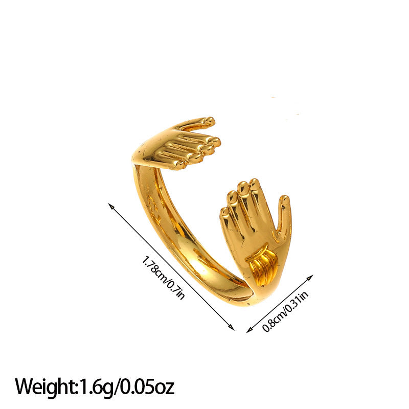 Wholesale European and American Amazon Cross-Border Popular Cross-Shaped Stainless Steel Ring with a Stylish Design,  Adjustable Open Ring Jewelry