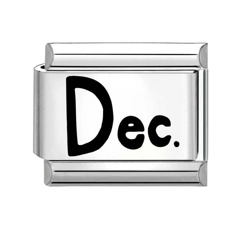 Wholesale Italian Calendar-Themed DIY Modular Bracelet Black White Stainless Steel for Jewelry Accessory Everyday Wear