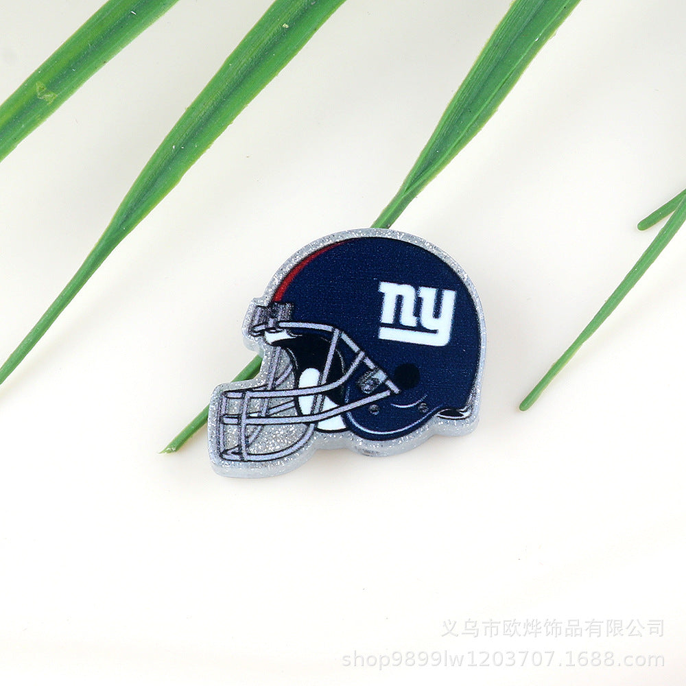 Wholesale 5pcs Acrylic Rugby Straight Hole Cartoon Beads
