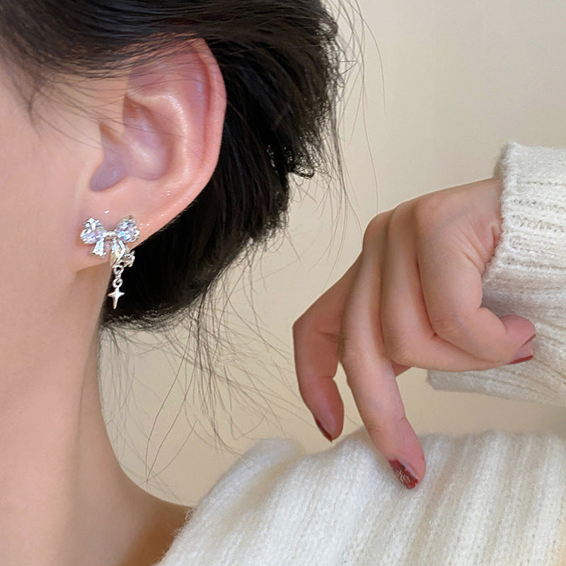 Wholesale Starlight Brilliant Bow Zircon Stud Earrings Fashion Bow Earrings ACC-ES-YaoFeng001