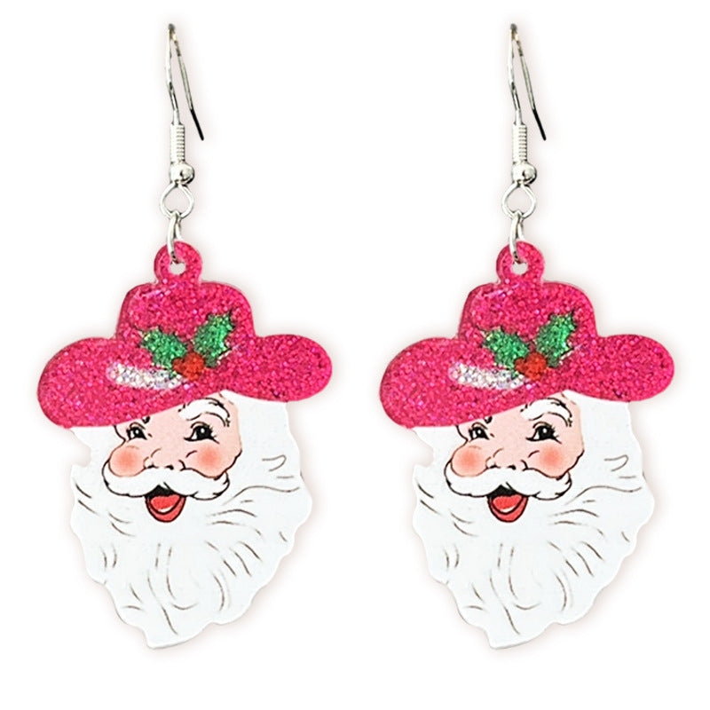 Wholesale 2 pairs/ pack Christmas Gingerbread House Flamingo Christmas Cookies Sparkling Earrings
