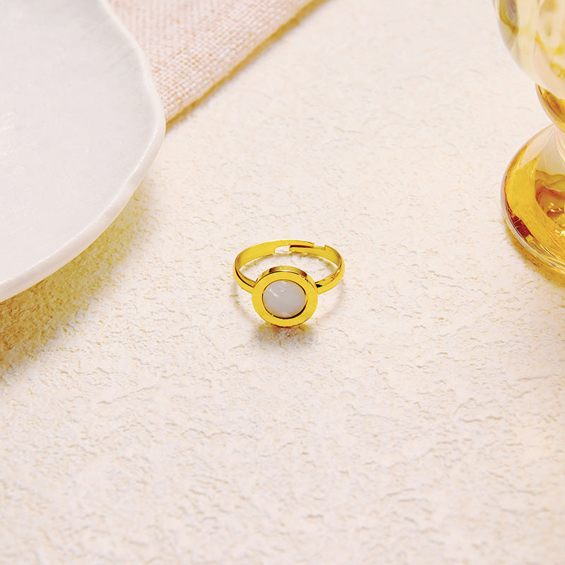 Wholesale Five-Leaf Clover Laser Stainless Steel Single Flower Ring