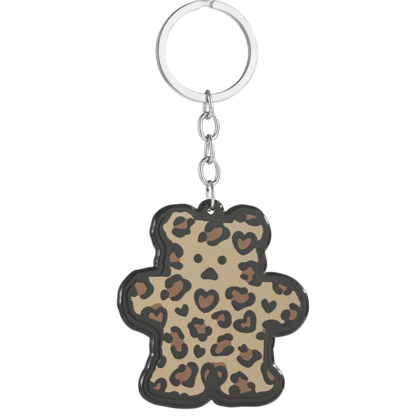 Wholesale Acrylic leopard print bear ice cream keychain