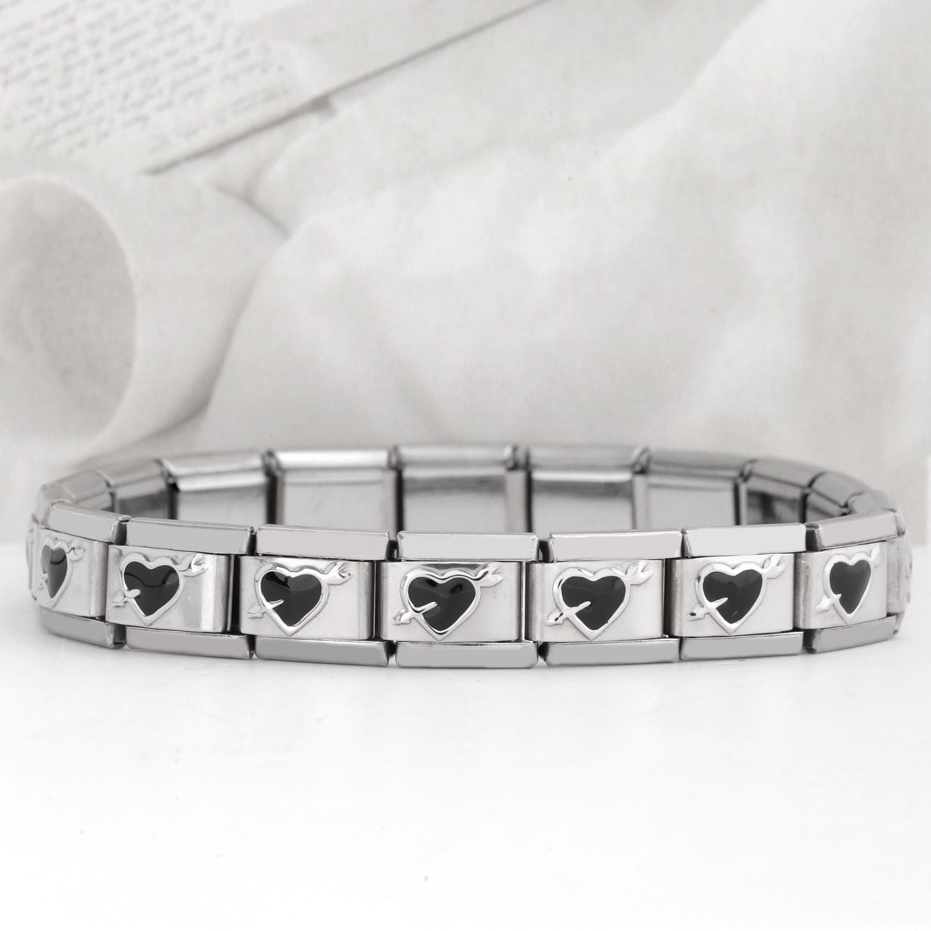Wholesale Double Heart Gemstone Bracelet,  Stainless Steel Splicing Jewelry Accessory,  Chic Gift for Everyday Wear