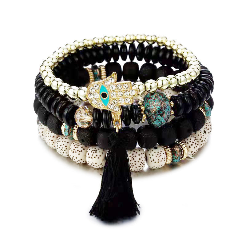 Wholesale Bohemian Evil Eye Palm Multilayer Beaded Bracelet ACC-BT-NaiHong001
