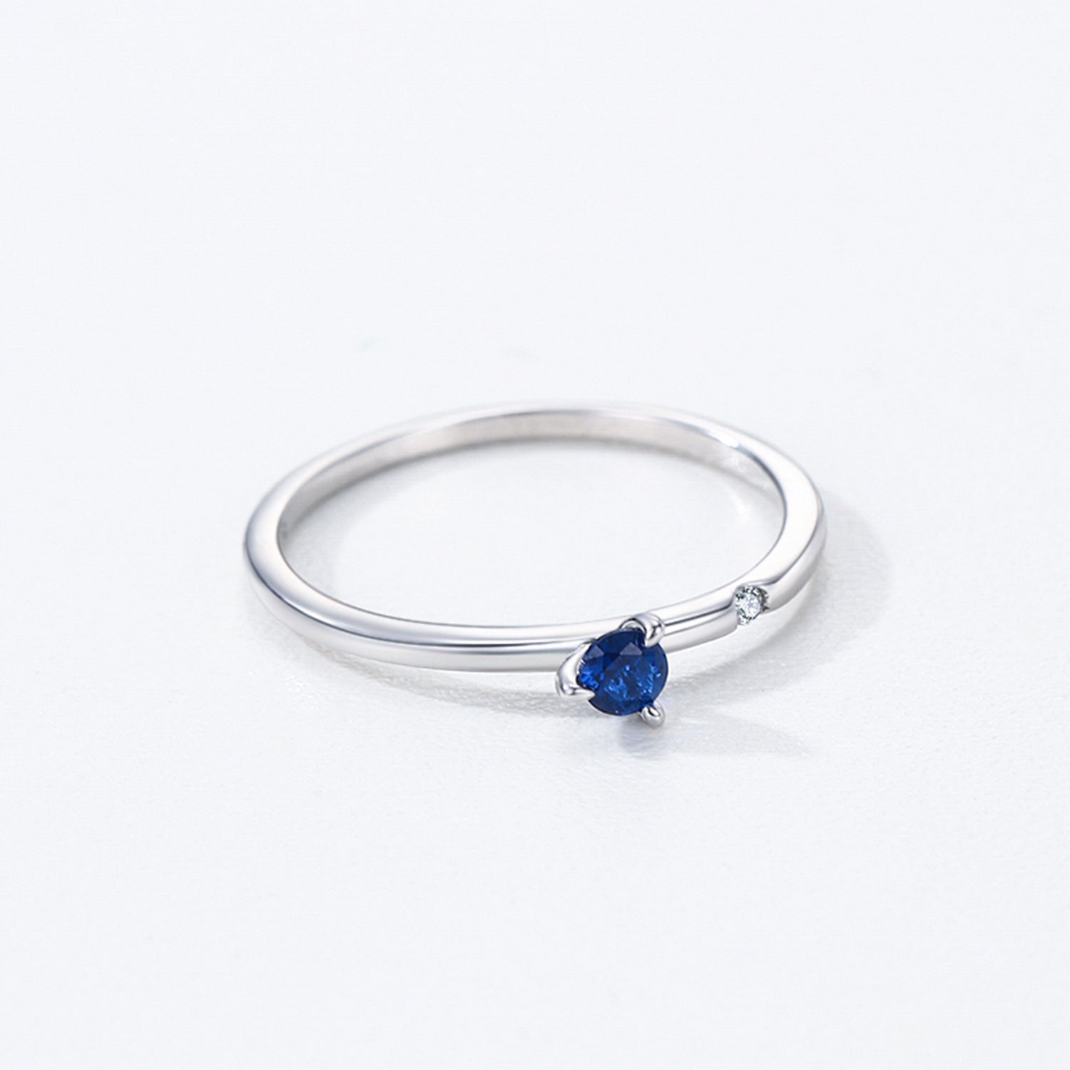 Wholesale S925 Sterling Silver  Simple Geometric Sapphire Zircon Ring