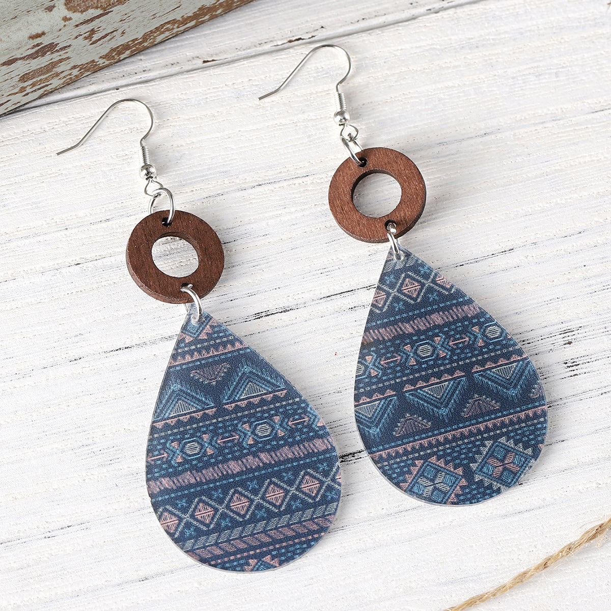 Wholesale  Western-style Aztec Pattern Water Drop Pendant Earrings