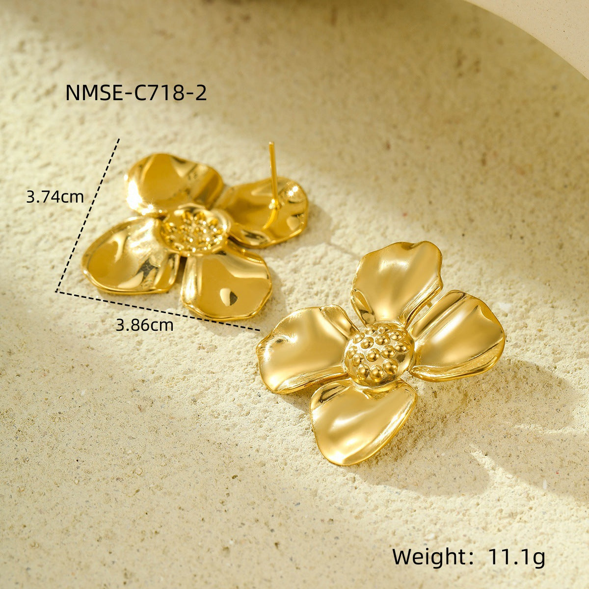 Wholesale stainless steel earrings geometric flowers pearl  earrings