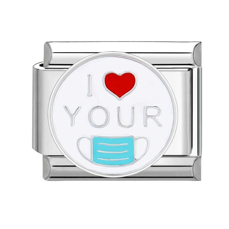 Wholesale Italian Charm Bracelet 9mm DIY Splicing Cute Cartoon Stainless Steel Composable Bracelet