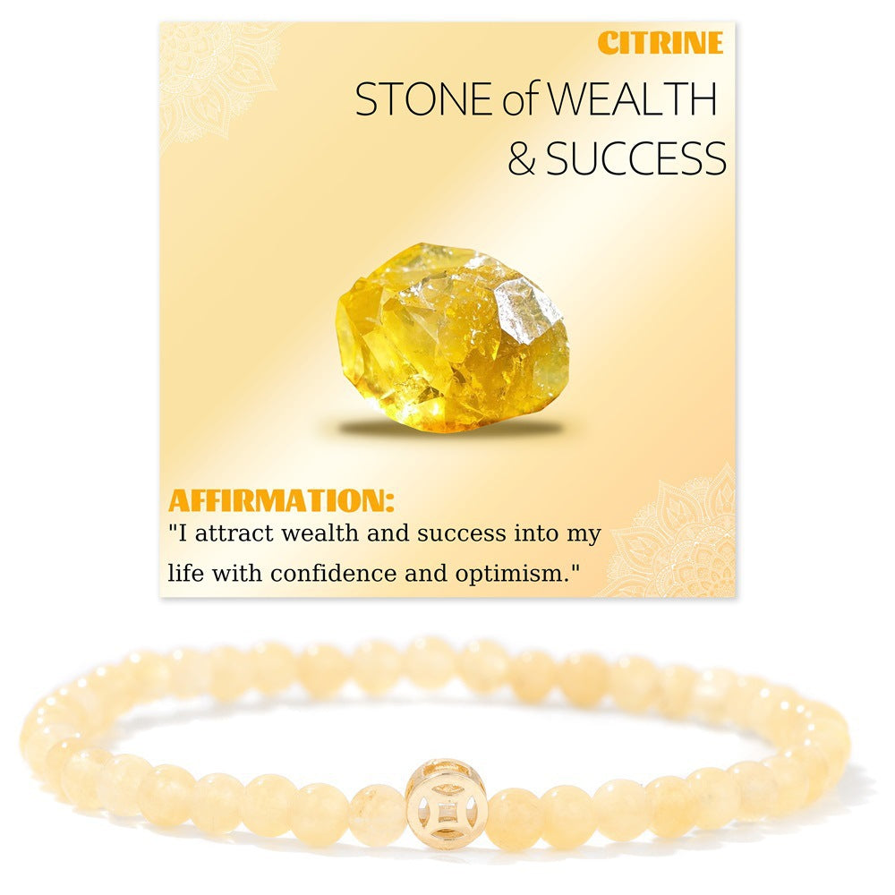 Wholesale Natural Crystal Bracelet 4mm Handmade Beaded Copper Bracelet