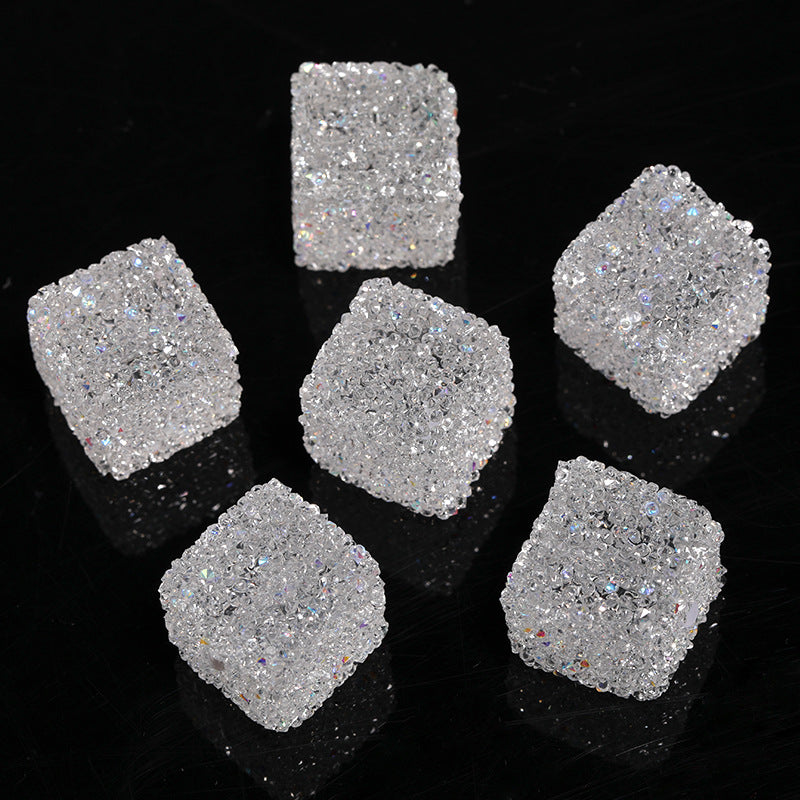 Wholesale of 5pcs/pack of Water Diamonds, Soft Sugar Beads, Candy Colored Square Full Diamond Beads ACC-BDS-BLG025