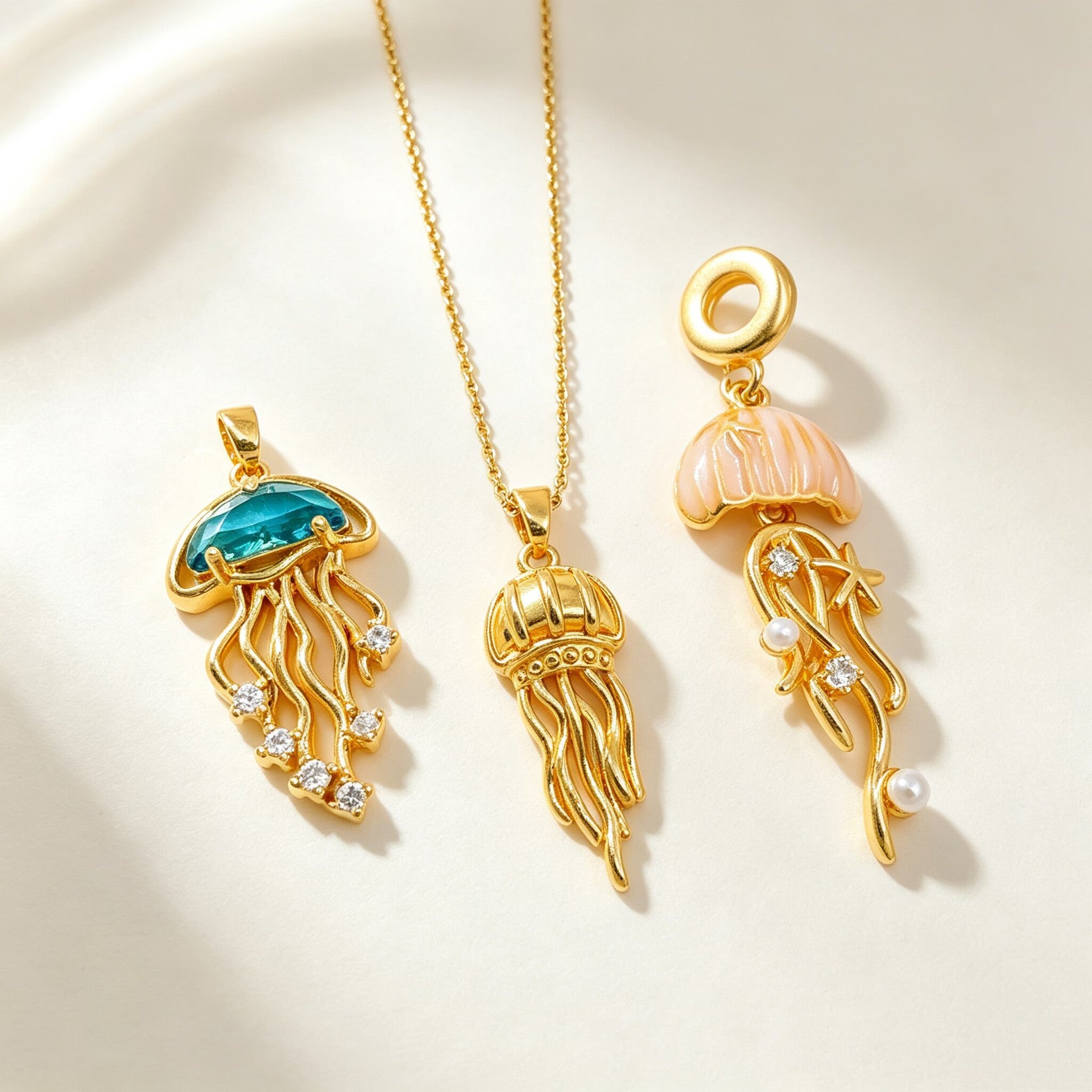 Wholesale Trendy Jellyfish Pendant Necklace Gold Plated Fashion Accessory