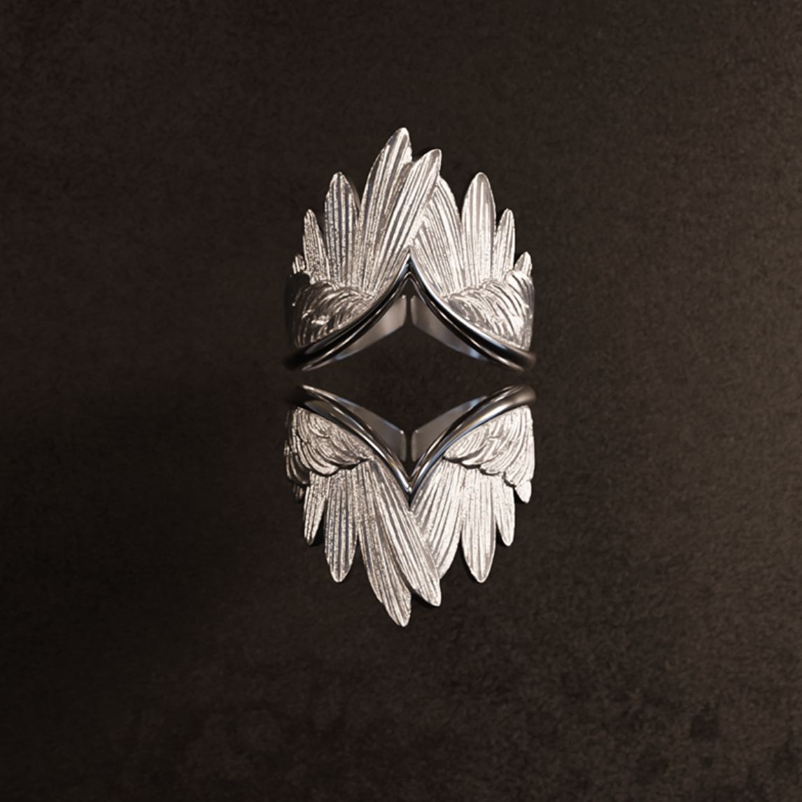 Wholesale Chic Feather Wing Ring Copper Unisex Jewelry Accessory Gift
