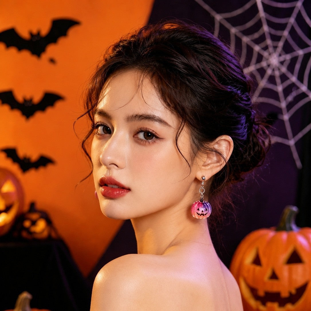 Wholesale Acrylic  Pumpkin Earrings - Trendy Cartoon Jewelry Accessory for Holiday Party