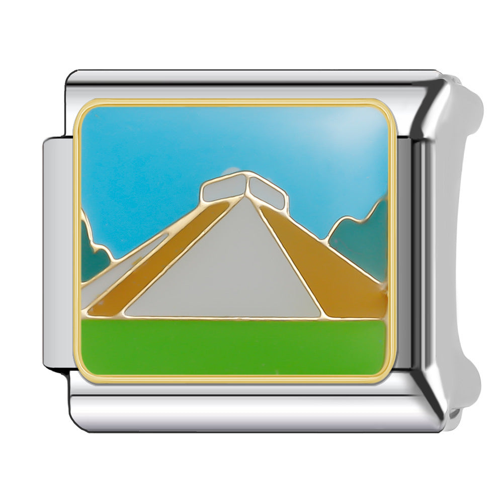 Wholesale Italian Charm Bracelet 9mm DIY Splicing Holiday Scenery Stainless Steel Composable Bracelet