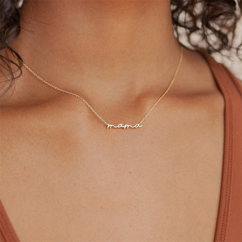 Wholesale Mother' s Day Simple Mama Stainless Steel Letter Necklace