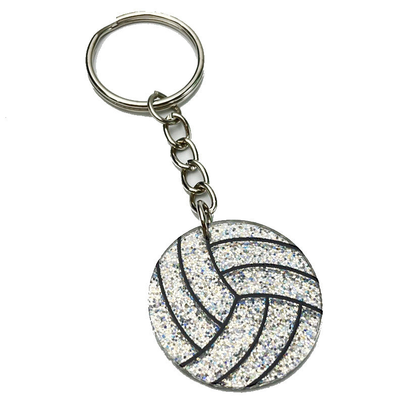 Wholesale 2pcs Shiny Football Soccer Basketball Acrylic Keychain Creative Keychain ACC-KC-HY027