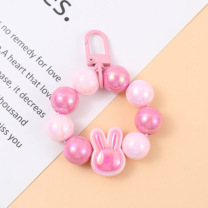 Wholesale Rabbit Beaded Keychains Plated with Colored Acrylic Pendants, Bags, Pendants ACC-KC-HuiMei009
