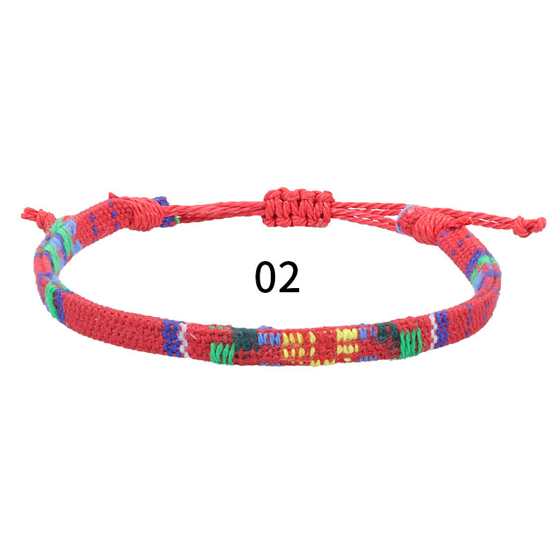 Wholesale Fabric Rainbow Cotton and Linen Woven Bracelets and Ankles ACC-BT-YiYe001