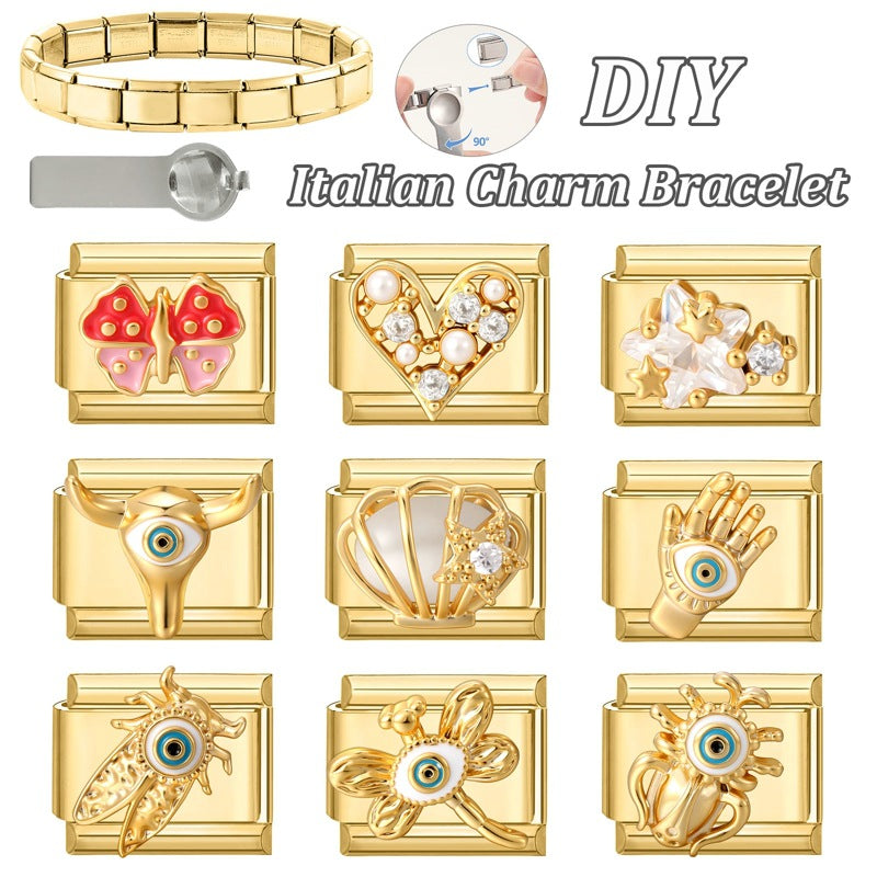 Wholesale Italian Charm Bracelet 9mm DIY Splicing Cute Creative Stainless Steel Composable Bracelet