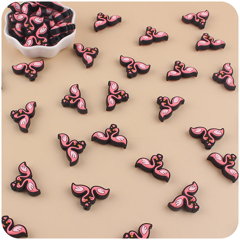 Wholesale 10pcs Valentine's Day Cartoon Love Swan Silicone Focal Beads ACC-BDS-GuangTian009