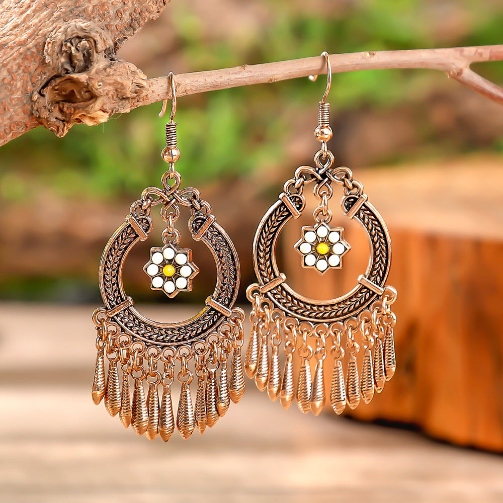 Wholesale Ethnic Style Colorful Tassel Earrings Zinc Alloy Fashion Accessory
