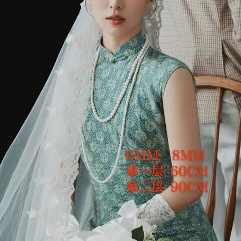 Wholesale Multi-layer Glass Pearl Long Necklace