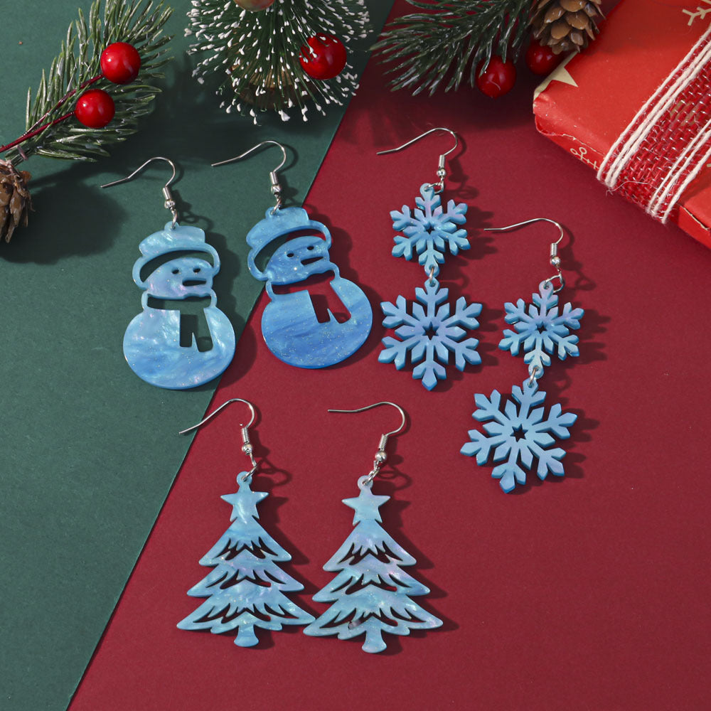 Wholesale Christmas-themed glittery acrylic earrings