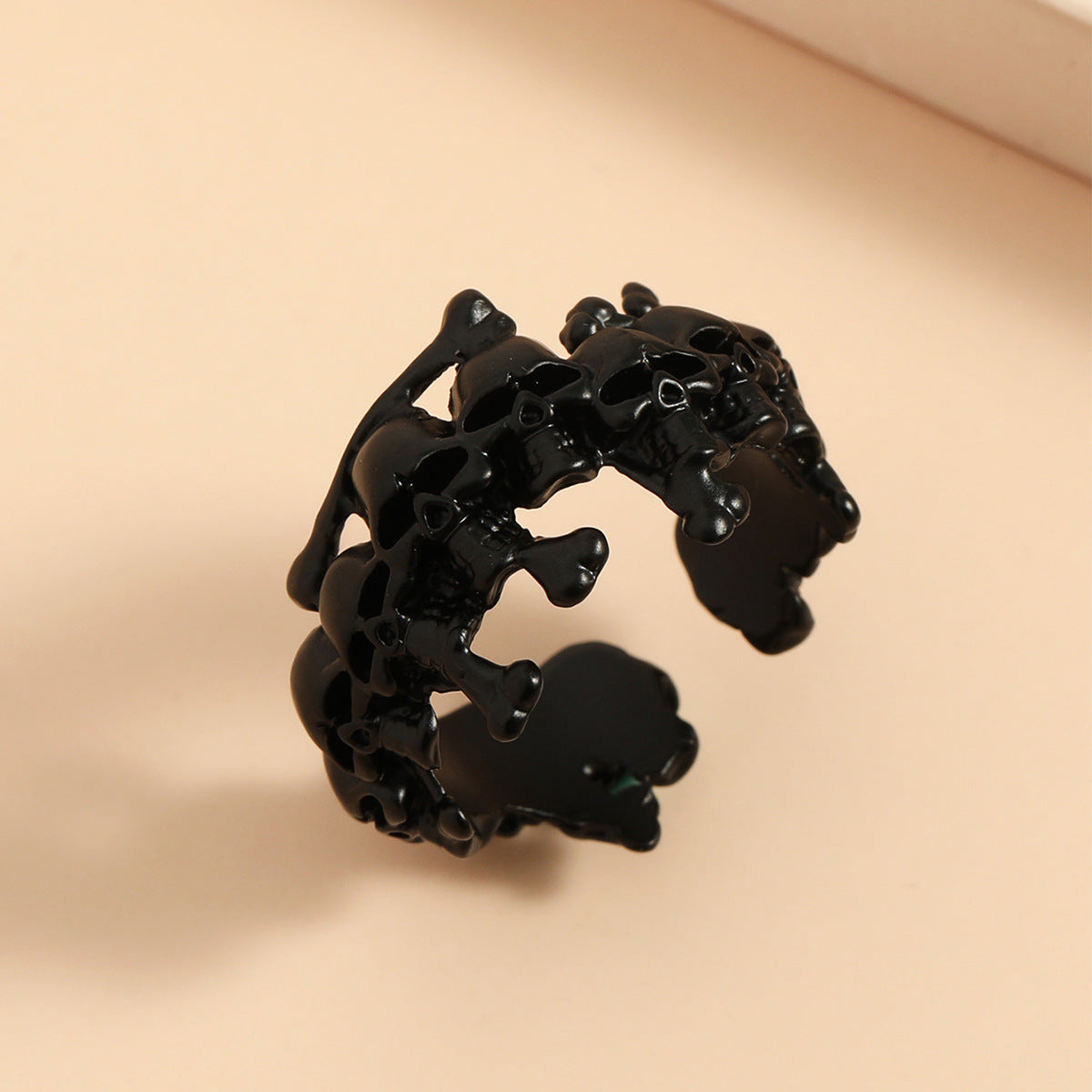Wholesale Gothic Skull Ring Punk Exaggerated Alloy Open Ring