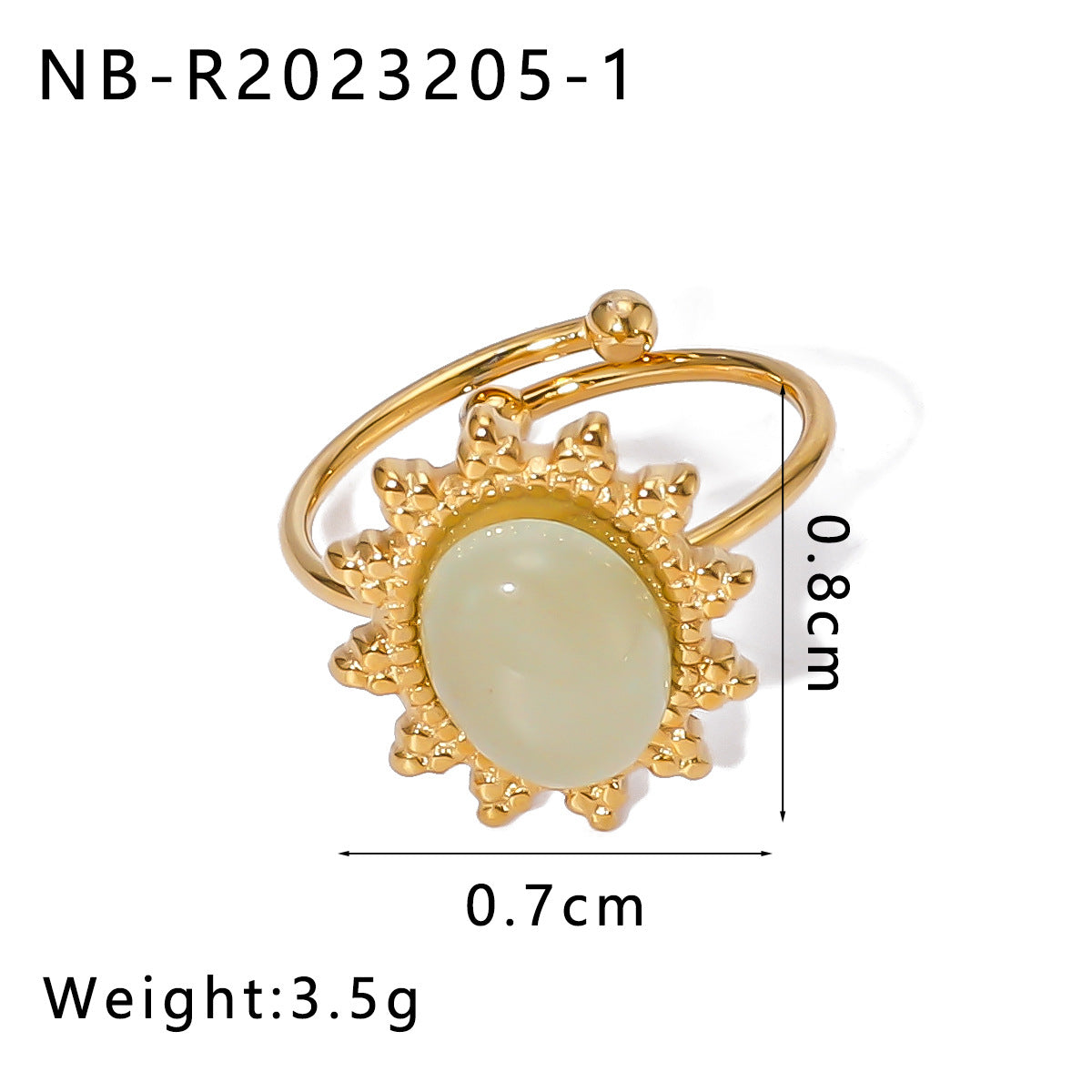 Wholesale Stainless Steel Ring Inlaid Natural Stone Open Adjustable Rings ACC-RS-XinY016