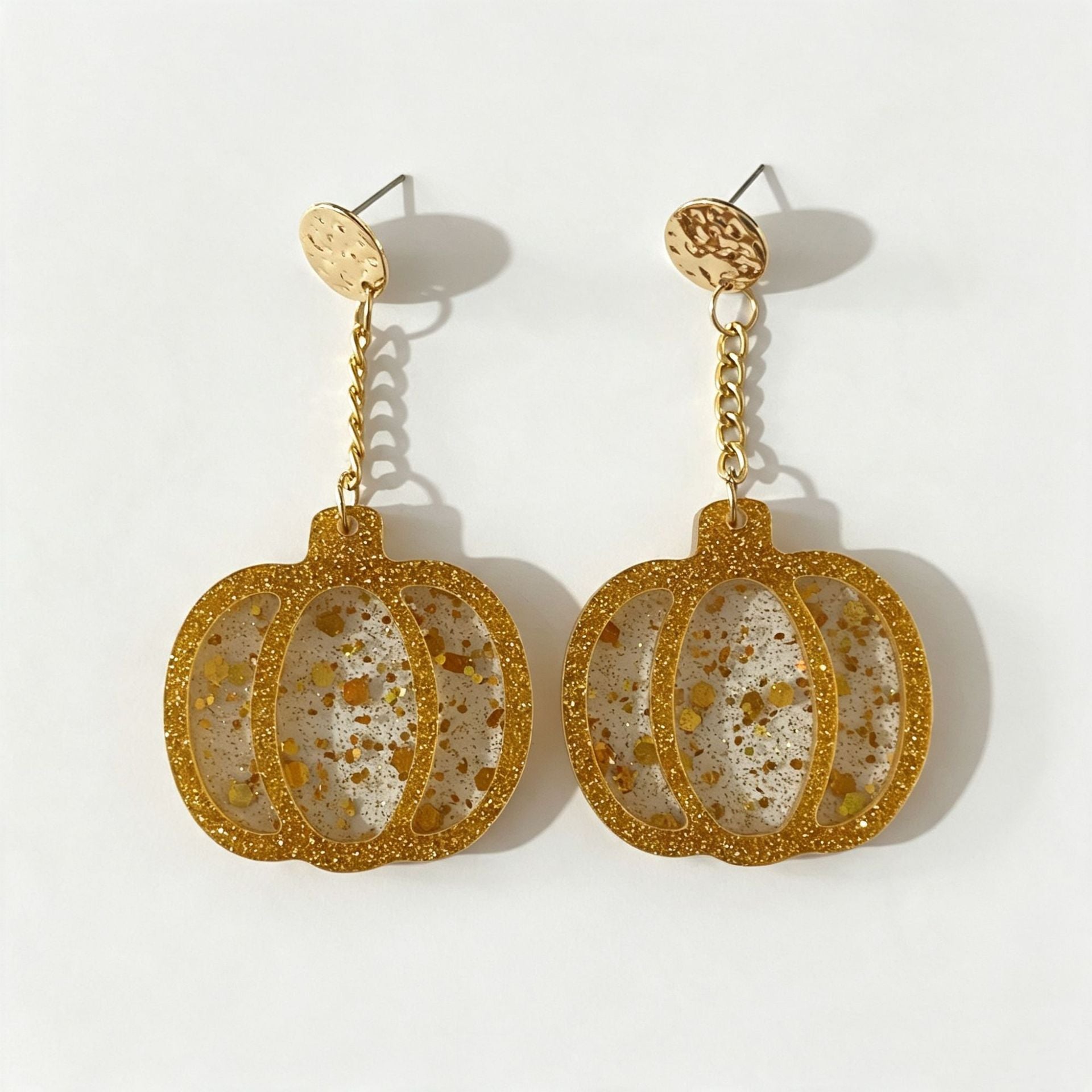Wholesale Thanksgiving Pumpkin Glitter Acrylic Earrings Cute Holiday Party Fashion Jewelry Gift
