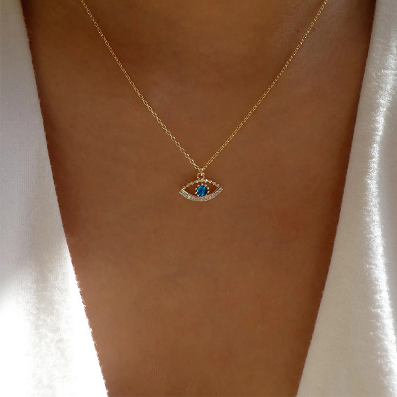 Wholesale Evil Eye Pendant Necklace For Women Purple Alloy Long Sweater Chain Chic Jewelry Gift