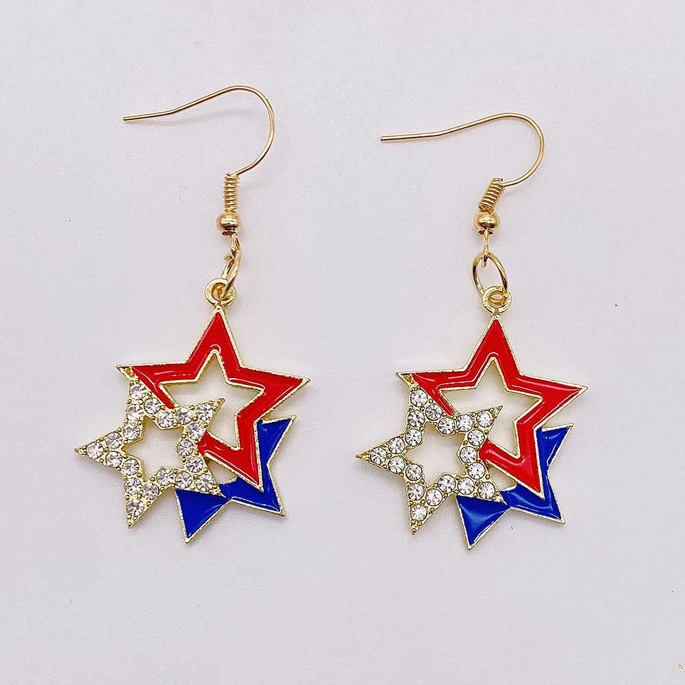 Wholesale American Independence Day Heart Pentagram Cross Earrings ACC-ES-CY011